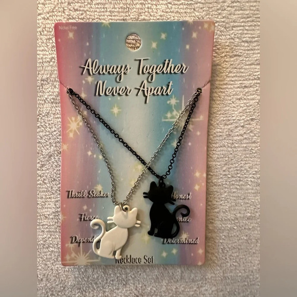 Best friends, black, and white cat necklaces - Picture 2 of 2
